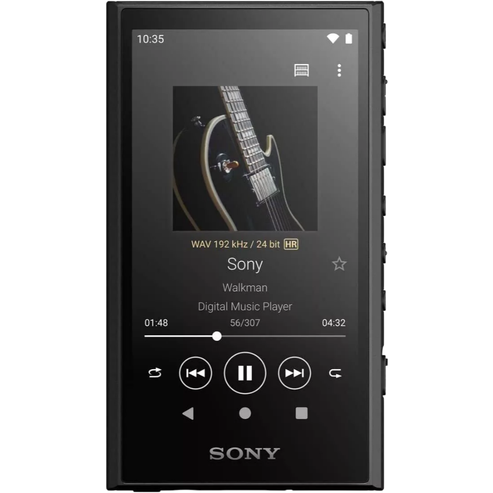 Sony NW-A306 black uncapped digital audio player front screen
