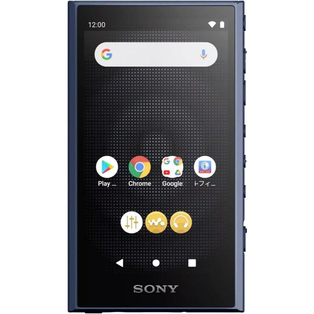 Sony NW-A306 blue Walkman home screen interface close-up