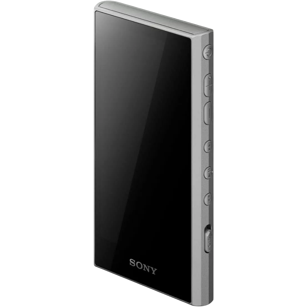 Sony NW-A306 gray uncapped audio player front view with side buttons