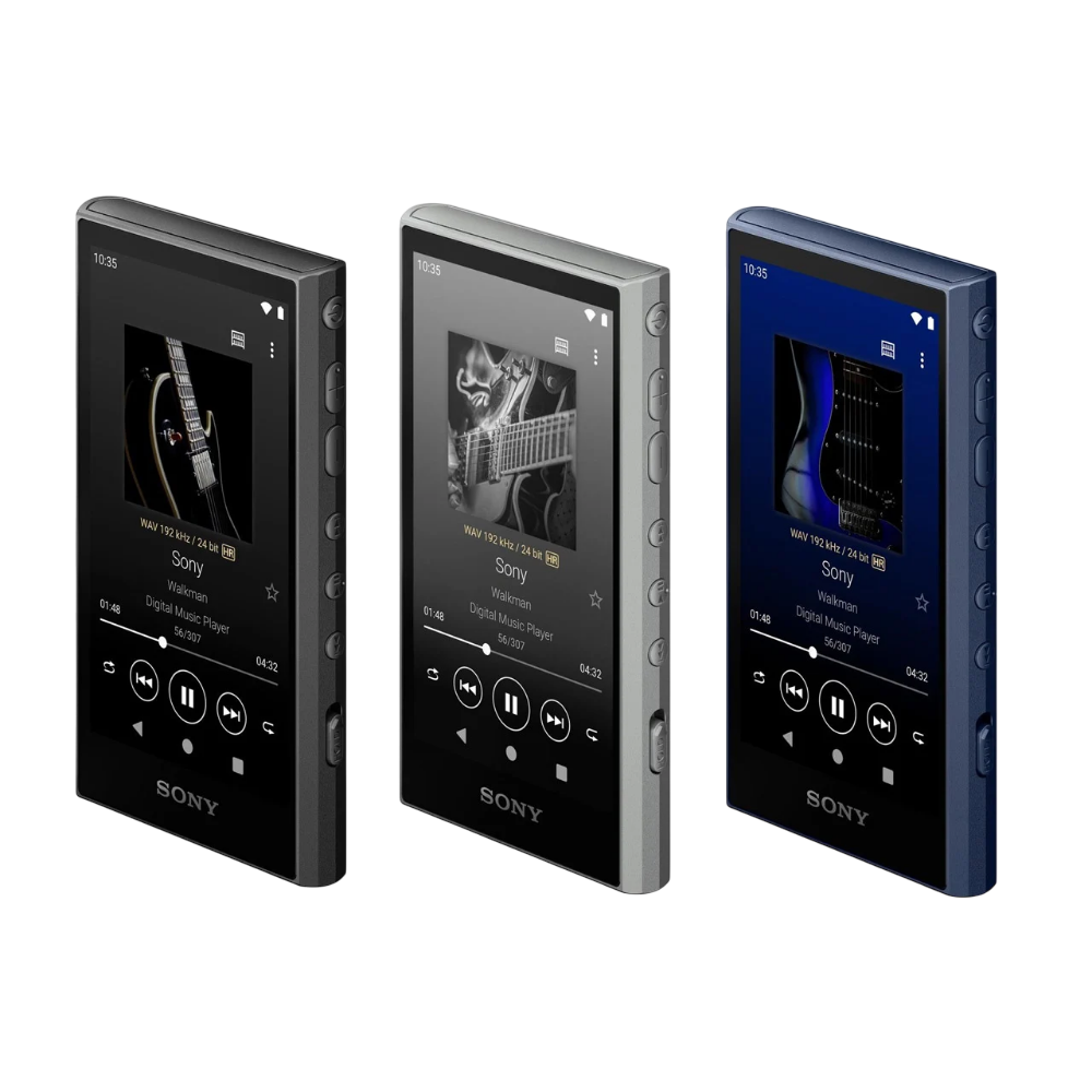 Sony NW-A306 black uncapped digital audio player in three colours