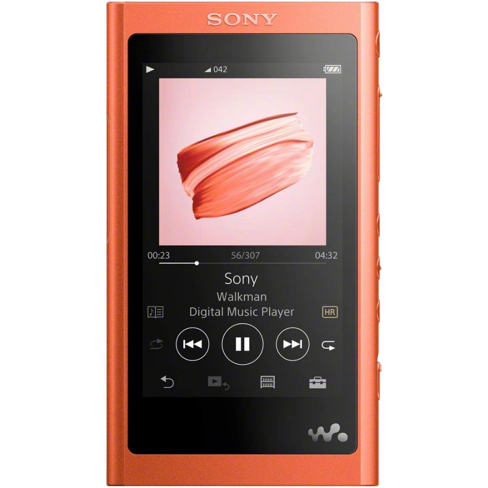 Sony NW-A55HN red uncapped hi-res audio player front view